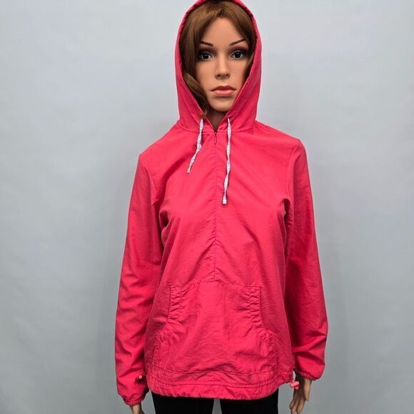LL Bean Hooded Windbreaker Quarter 1/4 Zip Popover Women S Lightweight Jacket - Picture 1 of 12
